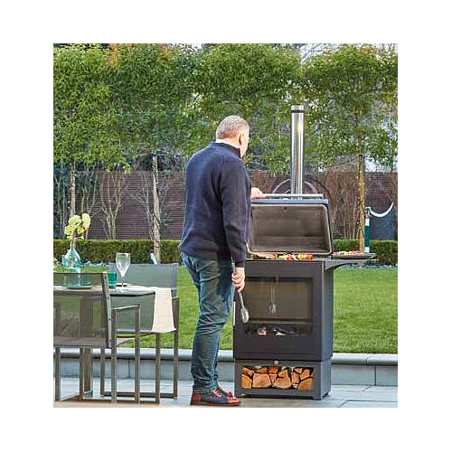 POELE BOIS BARBECUE EXTERIEUR H400 AVEC HOUSSE